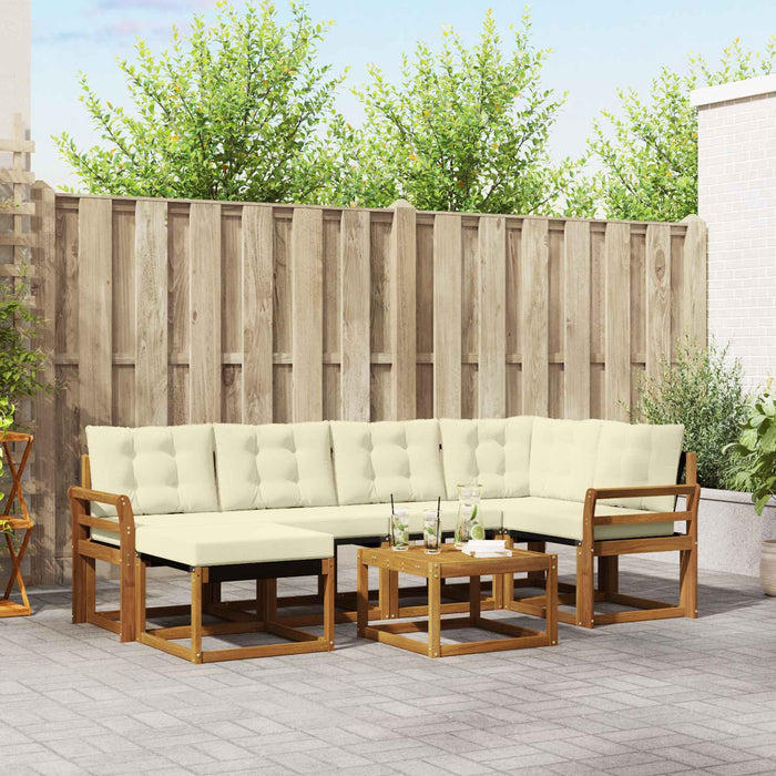 Set de canapele de exterior cu pernă 7 pcs Natural și Crem - WALTI WALTI