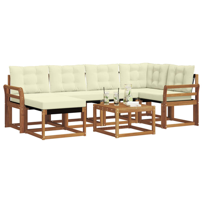 Set de canapele de exterior cu pernă 7 pcs Natural și Crem - WALTI WALTI