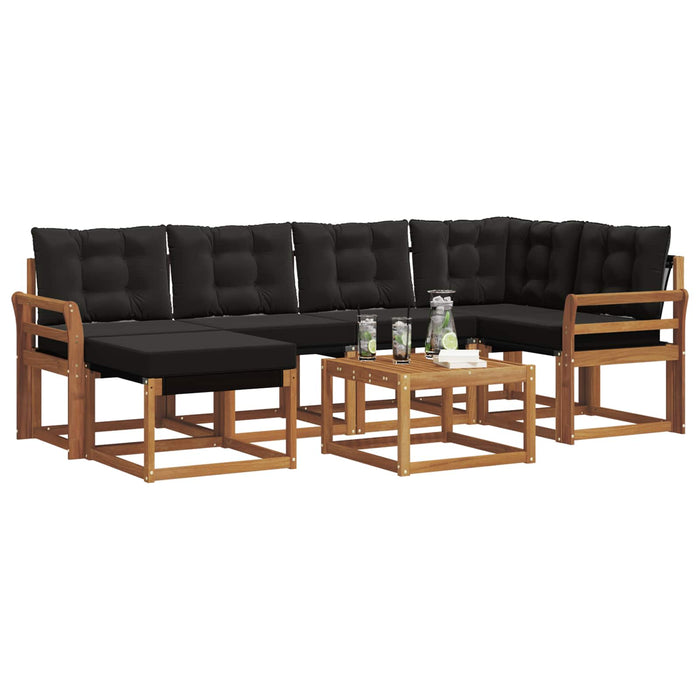 Set de canapele de exterior cu pernă 7 pcs Natural și Negru - WALTI WALTI