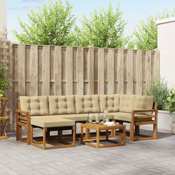 Set de canapele de exterior cu pernă 7 pcs Natural și Bej - WALTI WALTI