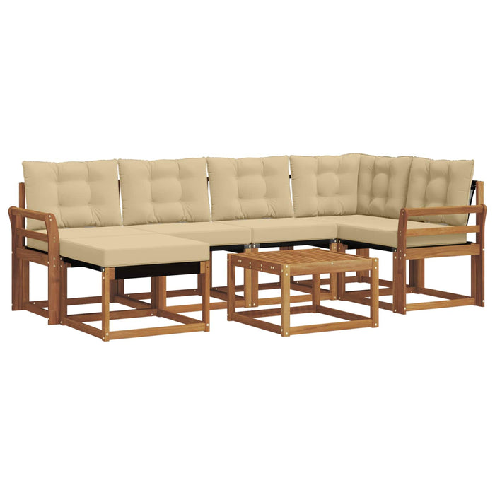 Set de canapele de exterior cu pernă 7 pcs Natural și Bej - WALTI WALTI
