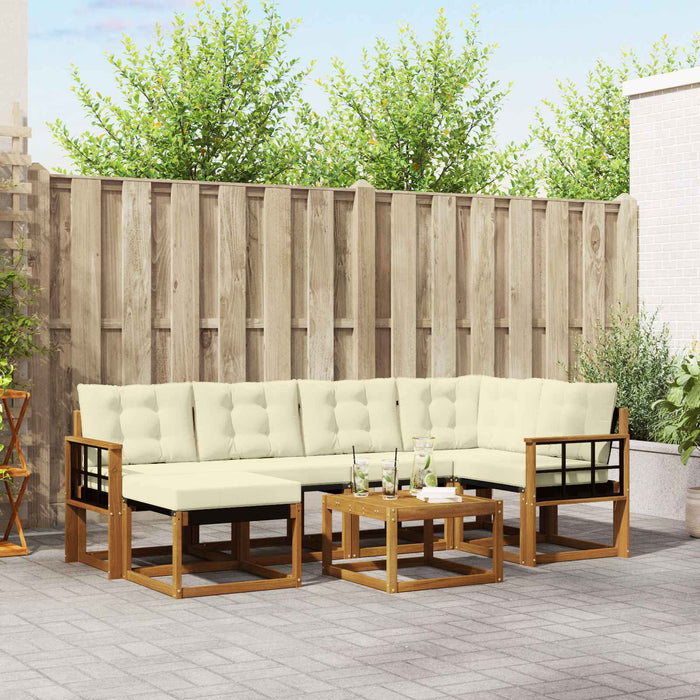 Set de canapele de exterior cu pernă 7 pcs Natural și Crem - WALTI WALTI