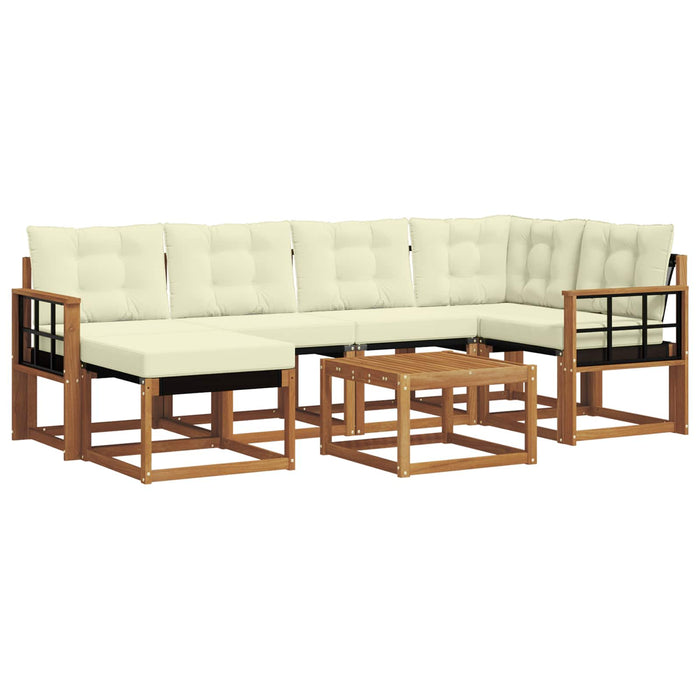 Set de canapele de exterior cu pernă 7 pcs Natural și Crem - WALTI WALTI