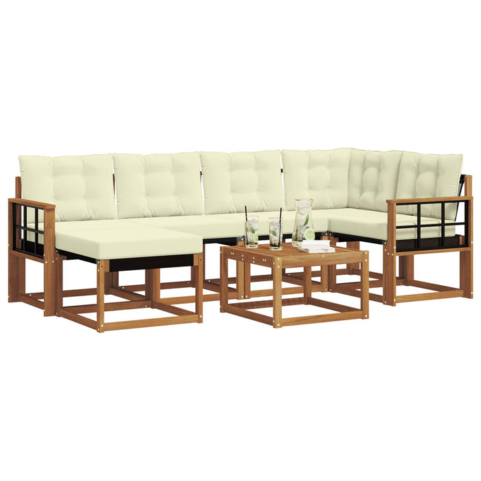 Set de canapele de exterior cu pernă 7 pcs Natural și Crem - WALTI WALTI