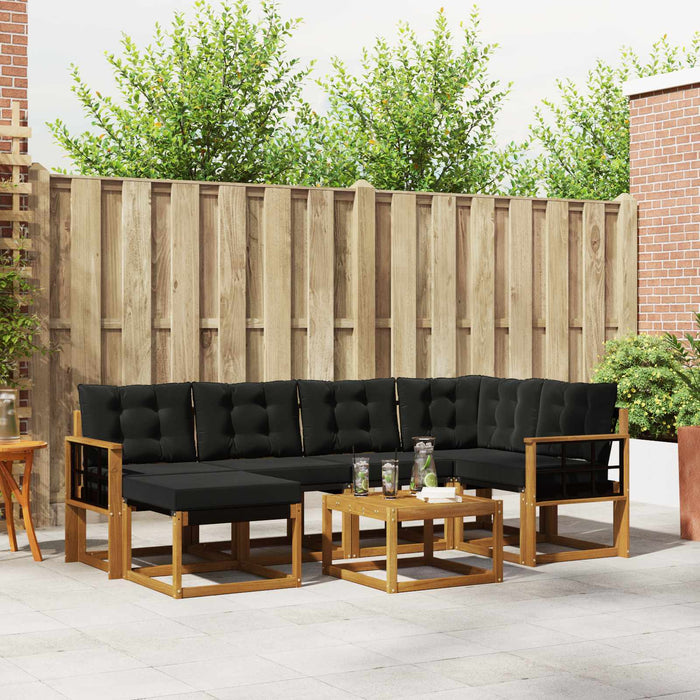 Set de canapele de exterior cu pernă 7 pcs Natural și Negru - WALTI WALTI