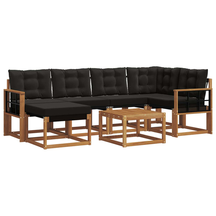 Set de canapele de exterior cu pernă 7 pcs Natural și Negru - WALTI WALTI