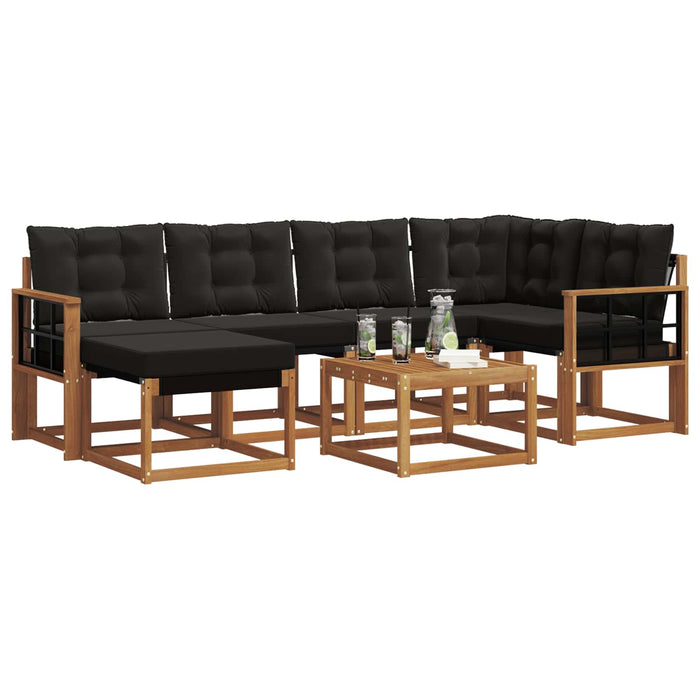 Set de canapele de exterior cu pernă 7 pcs Natural și Negru - WALTI WALTI