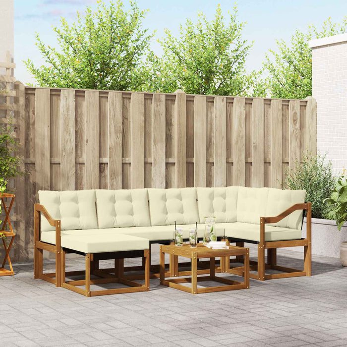 Set de canapele de exterior cu pernă 7 pcs Natural și Crem - WALTI WALTI