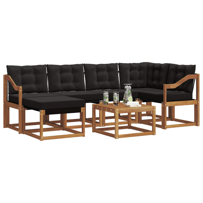 Set de canapele de exterior cu pernă 7 pcs Natural și Negru - WALTI WALTI