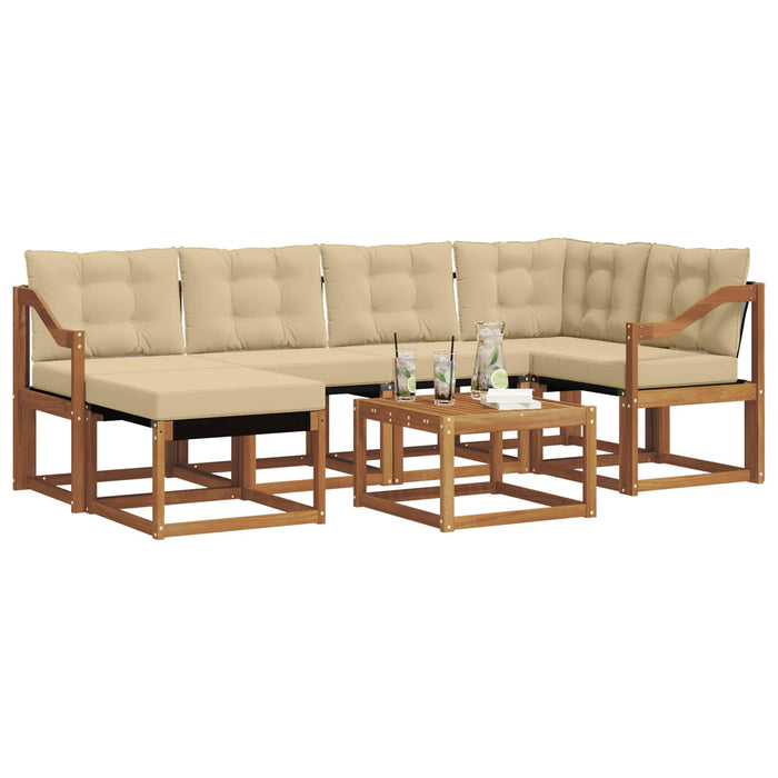 Set de canapele de exterior cu pernă 7 pcs Natural și Bej - WALTI WALTI