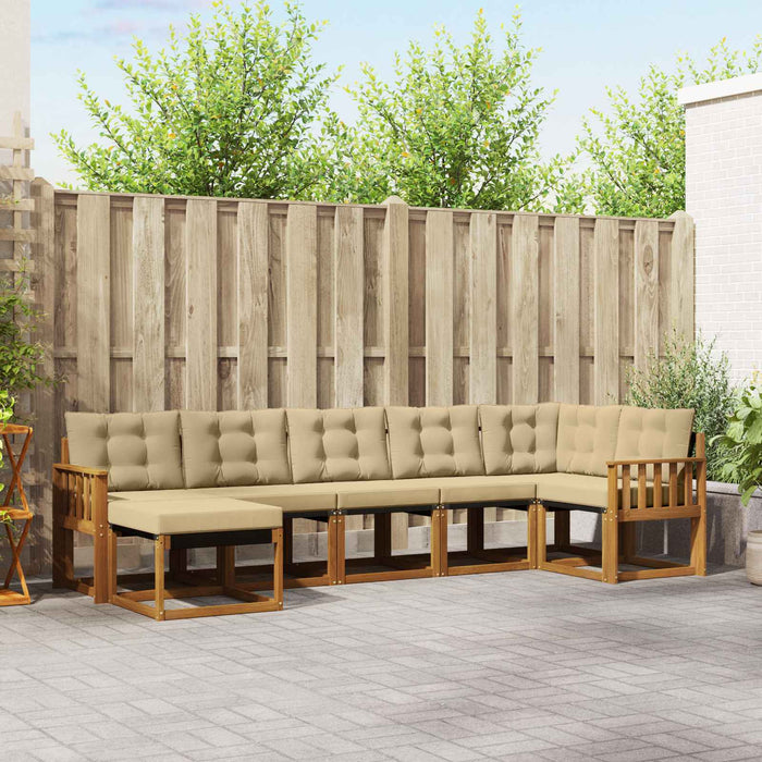 Set de canapele de exterior cu pernă 7 pcs Natural și Bej - WALTI WALTI