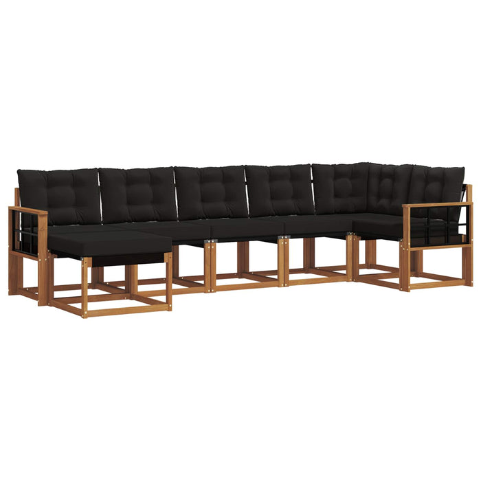 Set de canapele de exterior cu pernă 7 pcs Natural și Negru - WALTI WALTI