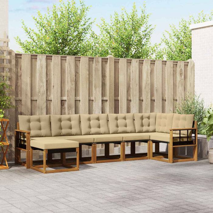 Set de canapele de exterior cu pernă 7 pcs Natural și Bej - WALTI WALTI