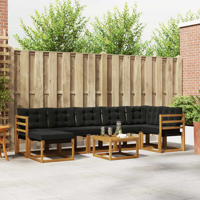 Set de canapele de exterior cu pernă 8 pcs Natural și Negru WALTI