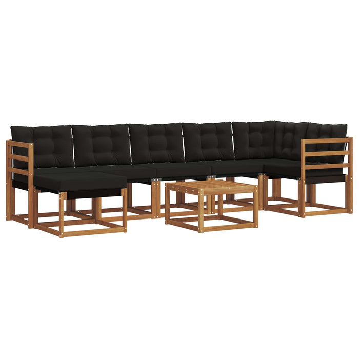 Set de canapele de exterior cu pernă 8 pcs Natural și Negru WALTI