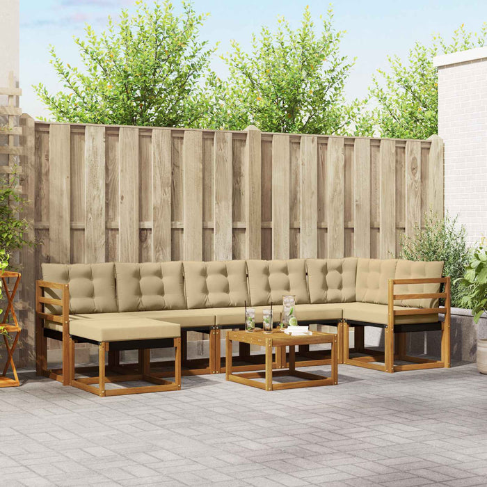 Set de canapele de exterior cu pernă 8 pcs Natural și Bej WALTI