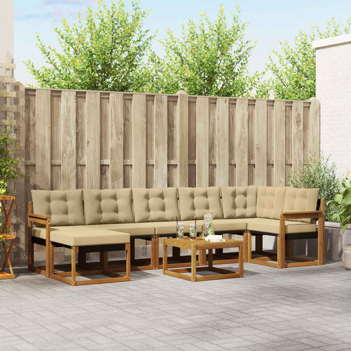 Set de canapele de exterior cu pernă 8 pcs Natural și Bej WALTI