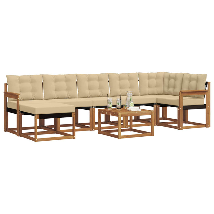 Set de canapele de exterior cu pernă 8 pcs Natural și Bej WALTI