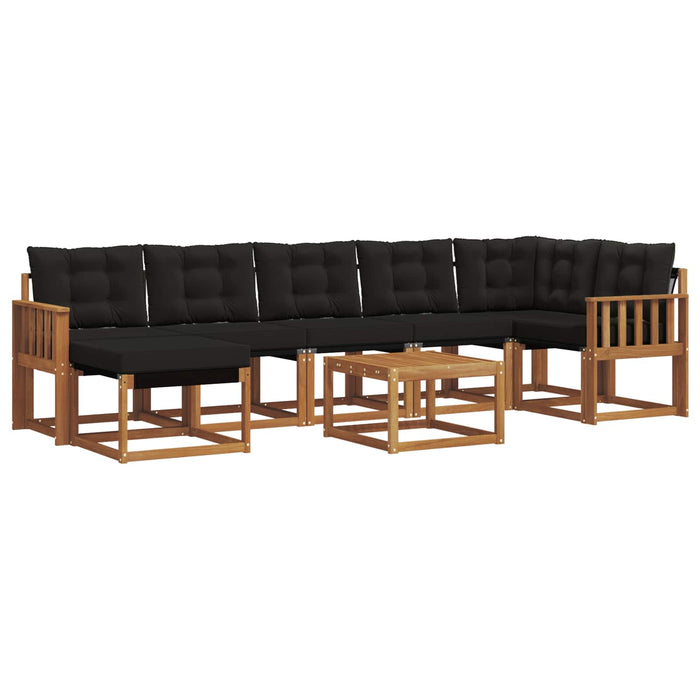 Set de canapele de exterior cu pernă 8 pcs Natural și Negru WALTI
