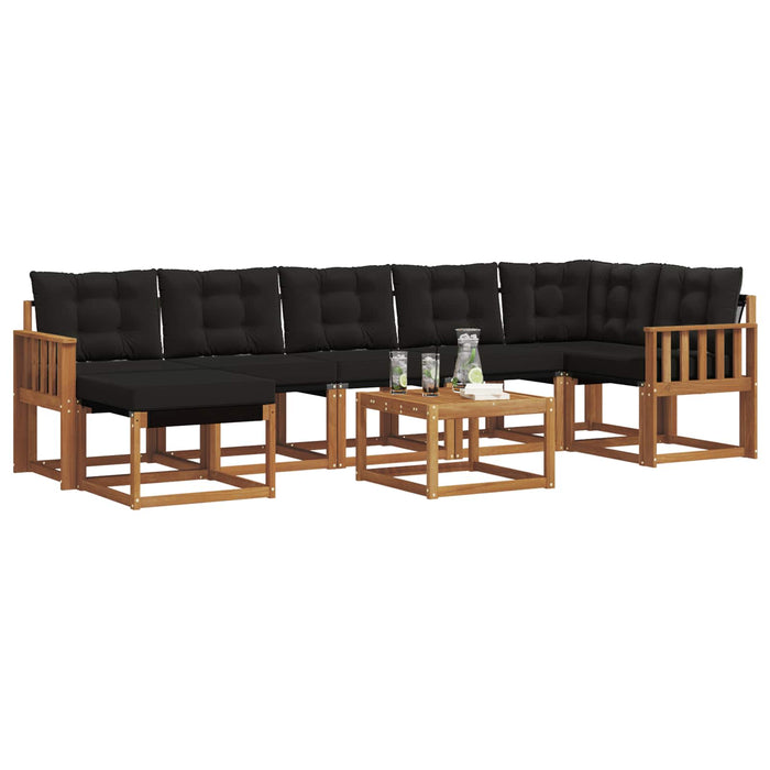 Set de canapele de exterior cu pernă 8 pcs Natural și Negru WALTI