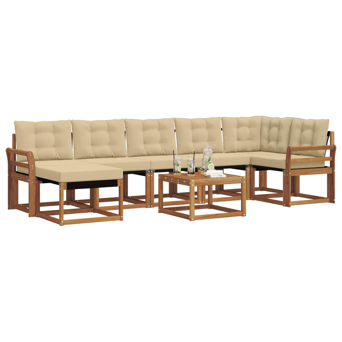 Set de canapele de exterior cu pernă 8 pcs Natural și Bej WALTI
