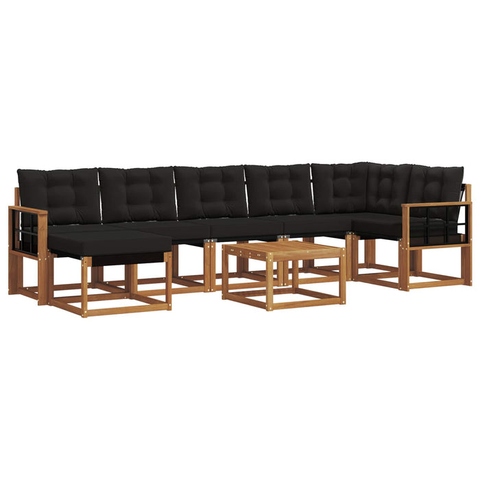 Set de canapele de exterior cu pernă 8 pcs Natural și Negru WALTI