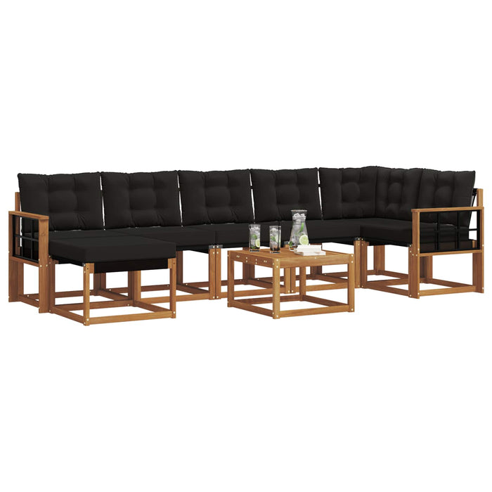 Set de canapele de exterior cu pernă 8 pcs Natural și Negru WALTI