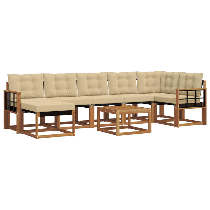 Set de canapele de exterior cu pernă 8 pcs Natural și Bej WALTI