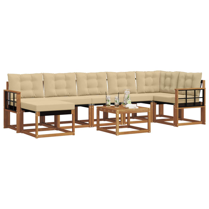 Set de canapele de exterior cu pernă 8 pcs Natural și Bej WALTI