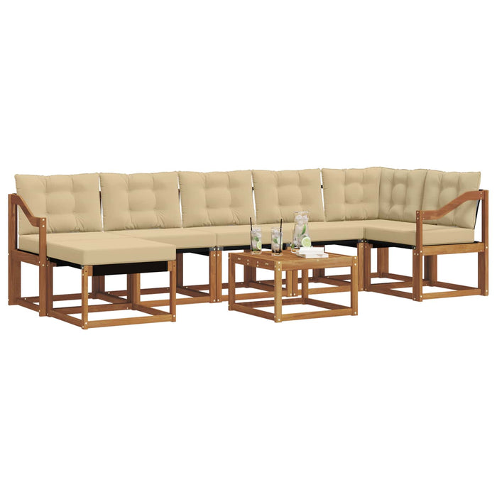 Set de canapele de exterior cu pernă 8 pcs Natural și Bej WALTI