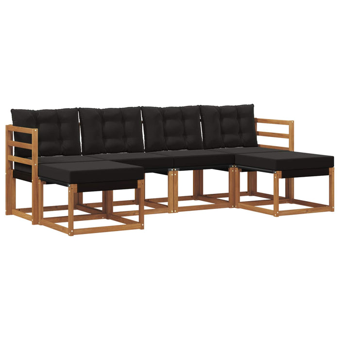 Set de canapele de exterior cu pernă 6 pcs Natural și Negru - WALTI WALTI