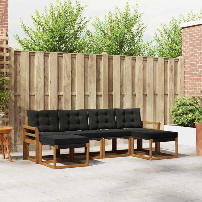 Set de canapele de exterior cu pernă 6 pcs Natural și Negru - WALTI WALTI