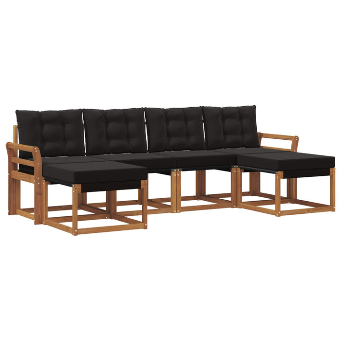 Set de canapele de exterior cu pernă 6 pcs Natural și Negru - WALTI WALTI