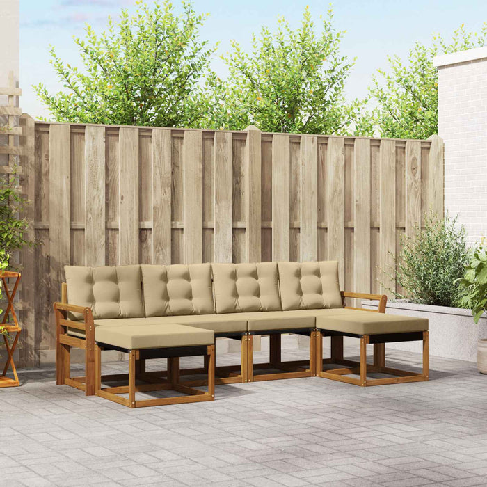 Set de canapele de exterior cu pernă 6 pcs Natural și Bej - WALTI WALTI