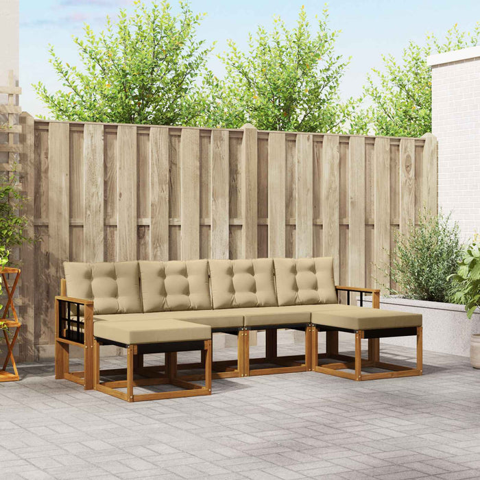 Set de canapele de exterior cu pernă 6 pcs Natural și Bej - WALTI WALTI