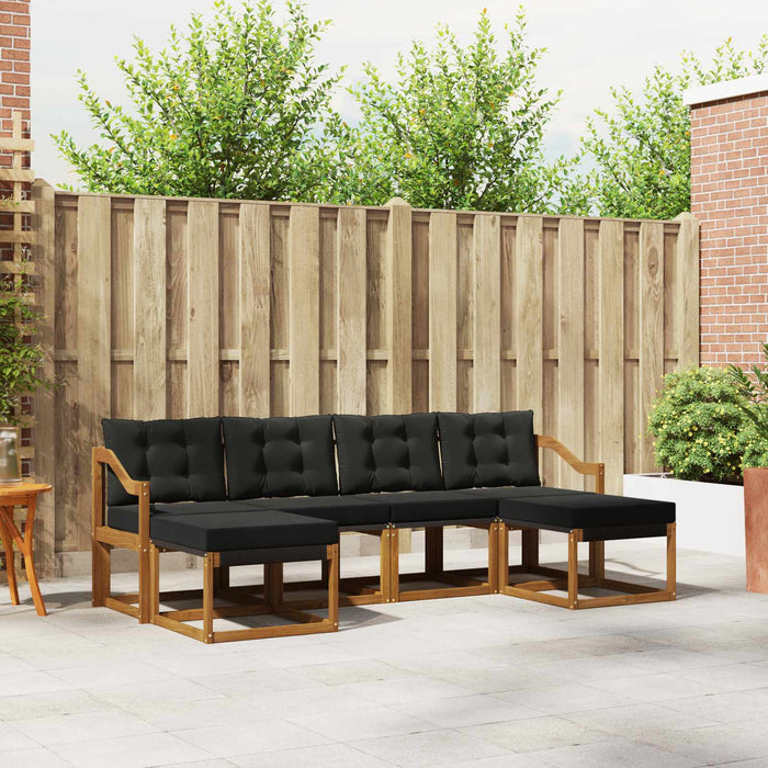 Set de canapele de exterior cu pernă 6 pcs Natural și Negru - WALTI WALTI