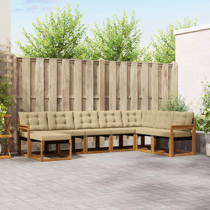 Set de canapele de exterior cu pernă 8 pcs Natural și Bej - WALTI WALTI