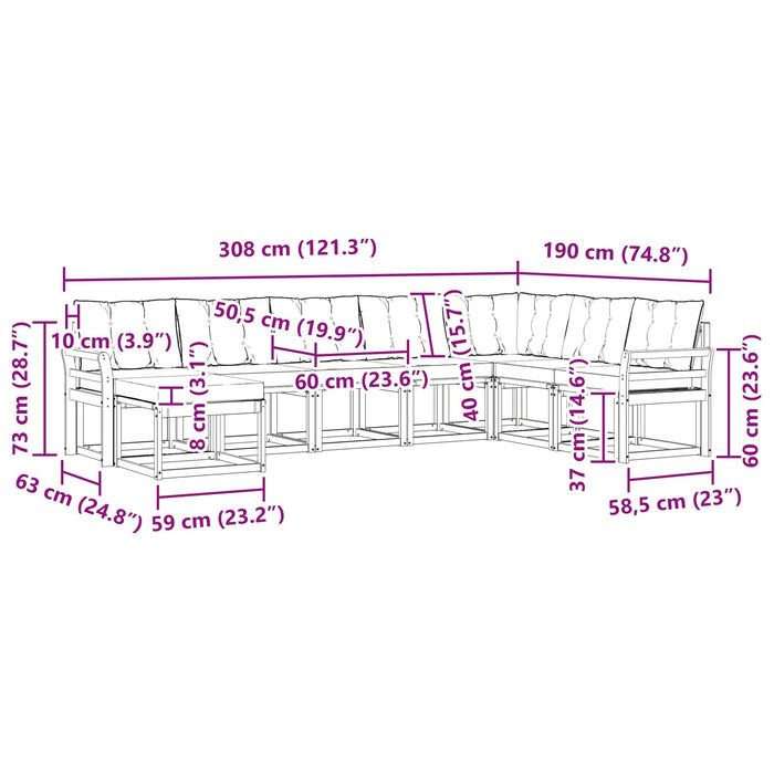 Set de canapele de exterior cu pernă 8 pcs Natural și Bej - WALTI WALTI