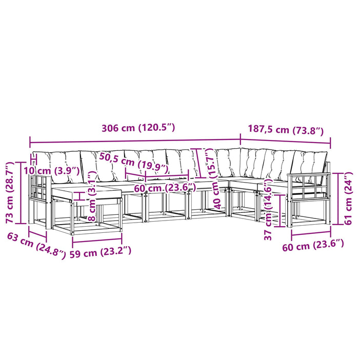 Set de canapele de exterior cu pernă 8 pcs Natural și Crem - WALTI WALTI