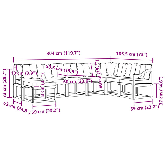 Set de canapele de exterior cu pernă 8 pcs Natural și Crem - WALTI WALTI