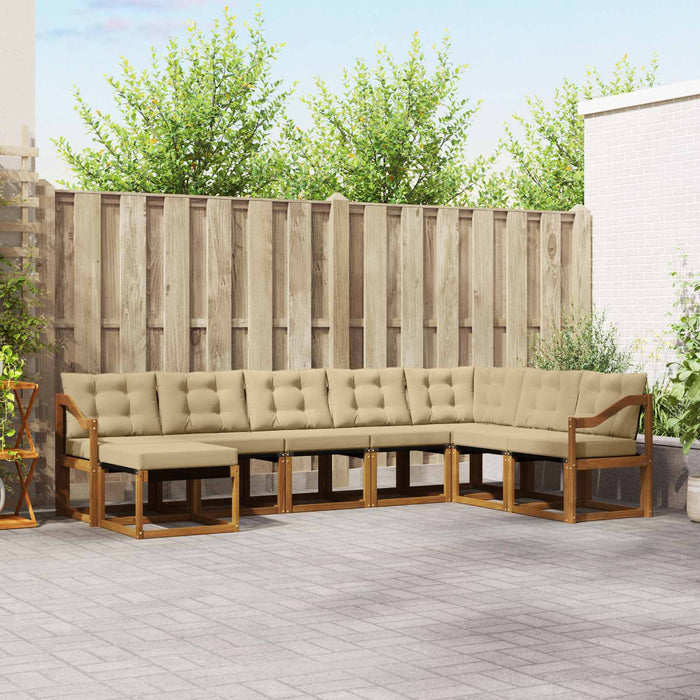 Set de canapele de exterior cu pernă 8 pcs Natural și Bej - WALTI WALTI