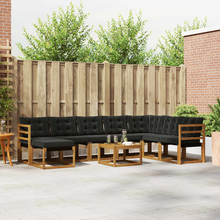 Set de canapele de exterior cu pernă 9 pcs Natural și Negru - WALTI WALTI