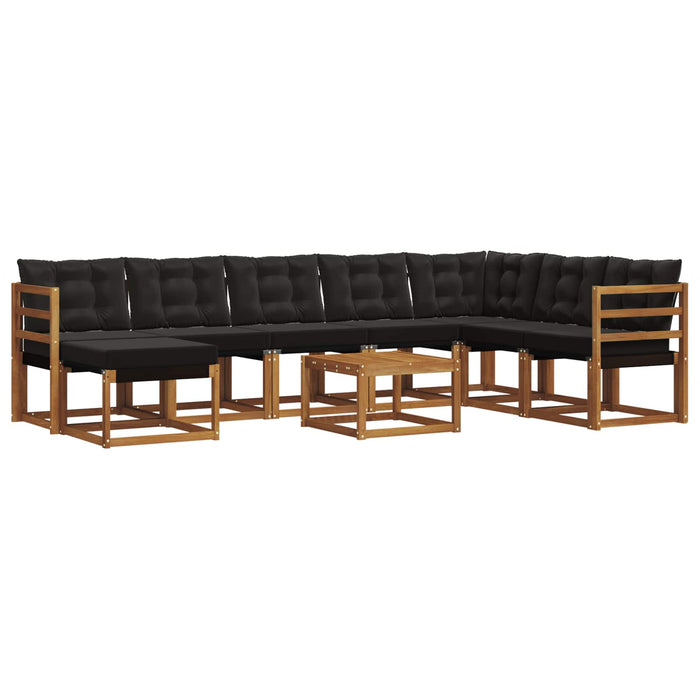 Set de canapele de exterior cu pernă 9 pcs Natural și Negru - WALTI WALTI