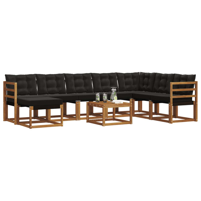 Set de canapele de exterior cu pernă 9 pcs Natural și Negru - WALTI WALTI