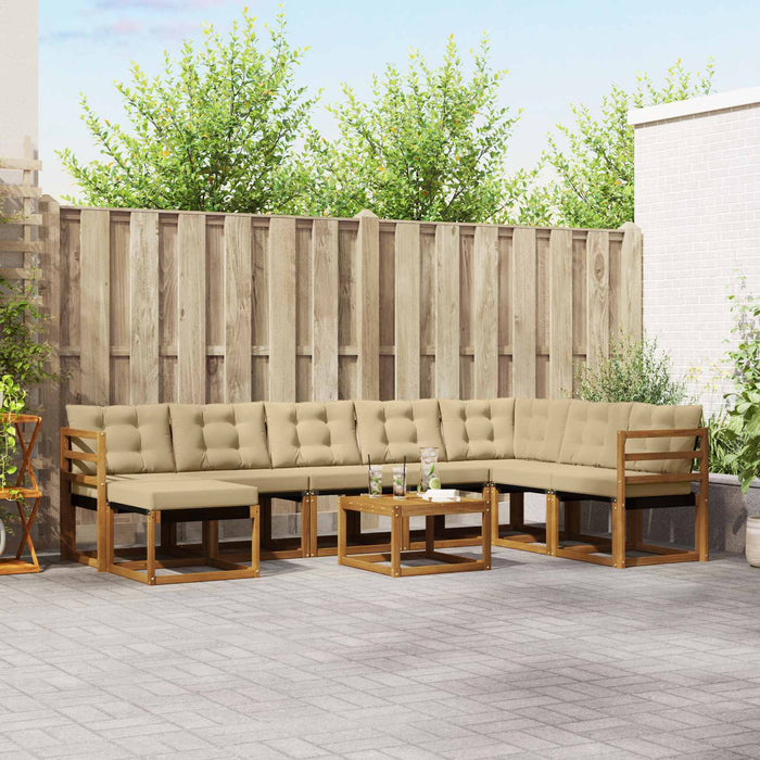 Set de canapele de exterior cu pernă 9 pcs Natural și Bej - WALTI WALTI