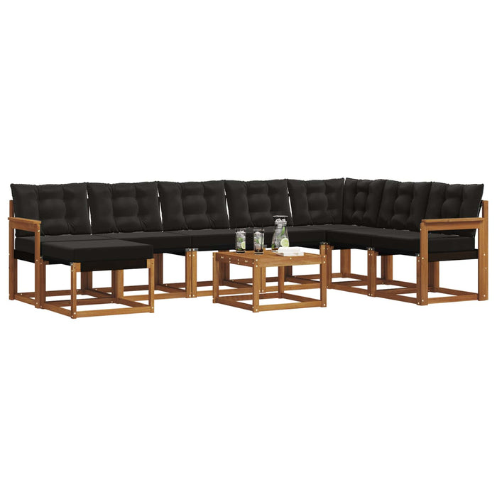 Set de canapele de exterior cu pernă 9 pcs Natural și Negru - WALTI WALTI