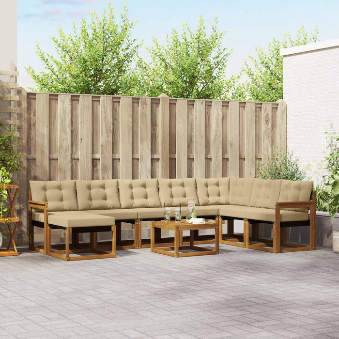 Set de canapele de exterior cu pernă 9 pcs Natural și Bej - WALTI WALTI