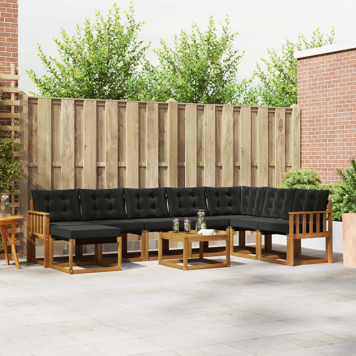 Set de canapele de exterior cu pernă 9 pcs Natural și Negru - WALTI WALTI