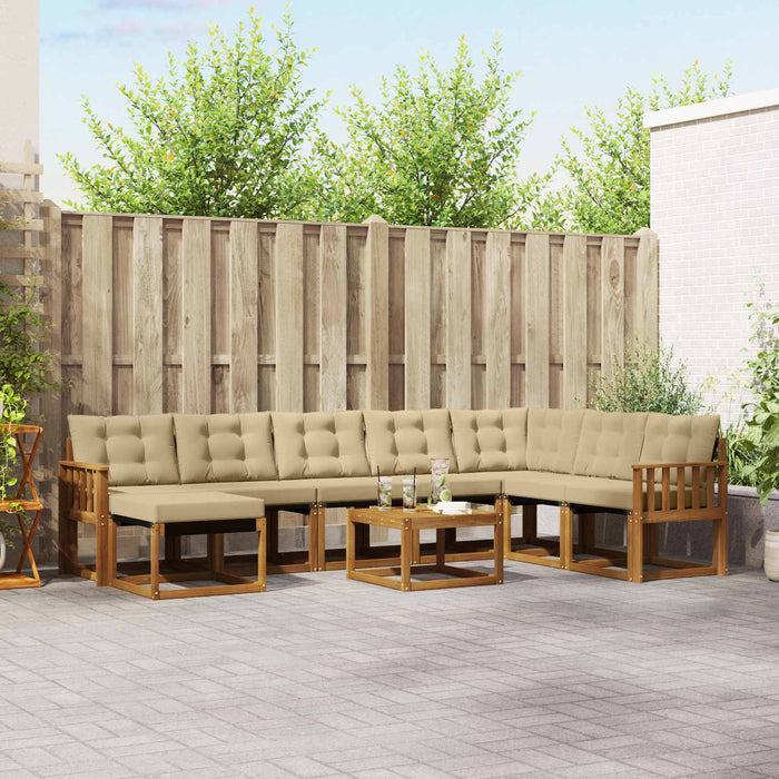 Set de canapele de exterior cu pernă 9 pcs Natural și Bej - WALTI WALTI
