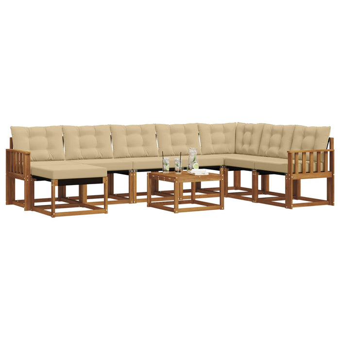 Set de canapele de exterior cu pernă 9 pcs Natural și Bej - WALTI WALTI